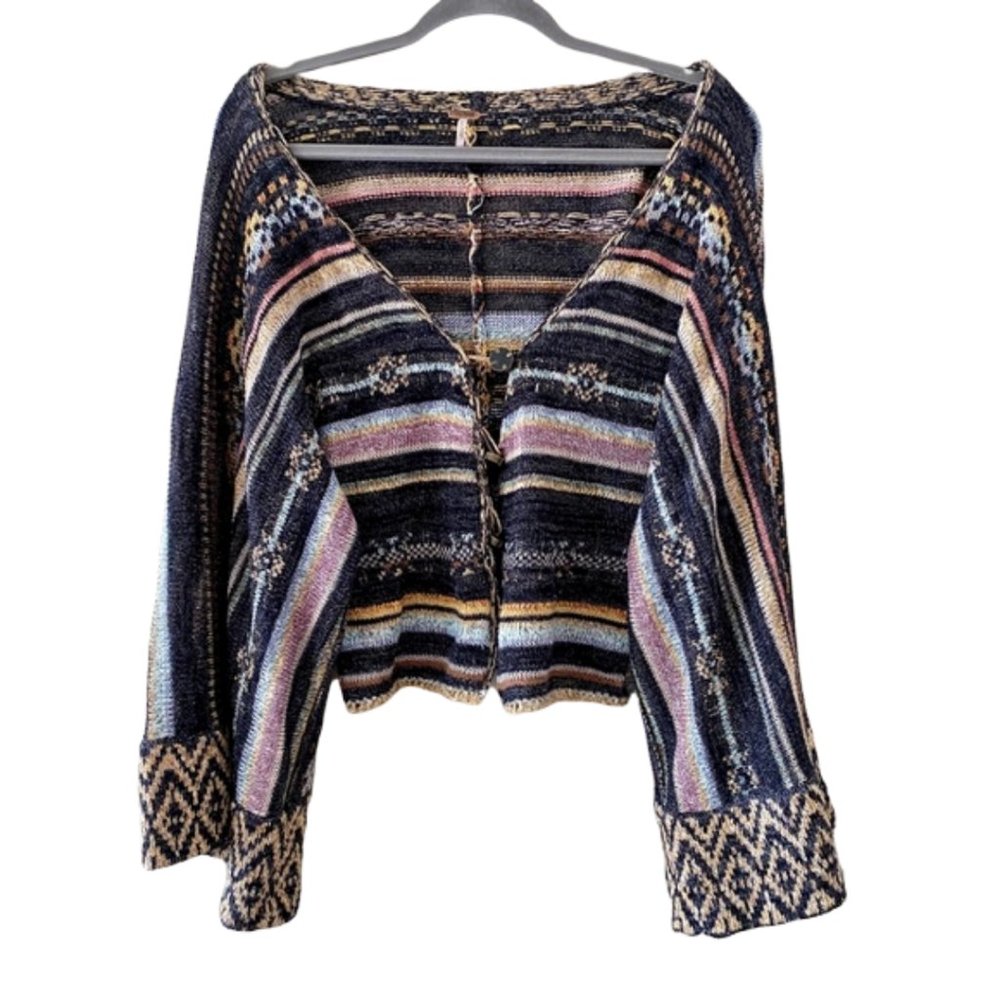 Free People Kimono Sleeve Striped Nopal Cardigan